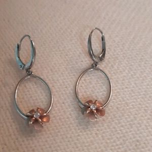 Na Hoku Sterling/rose gold and diamond earrings